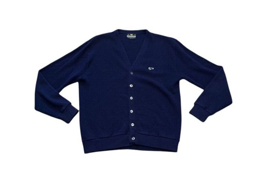 Crown Acrylic Cardigan Sweater Men's Size Large Turtle Grandpa Grunge Vintage